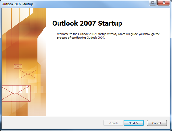 If this is a fresh installation of outlook, you will be greeted with the following screen:-1