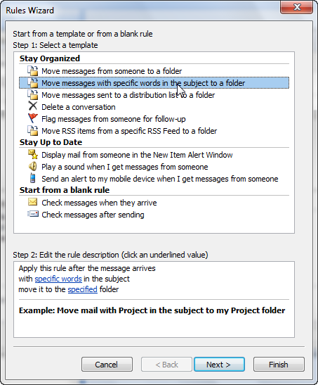 How to create a spam filter rule in Outlook 2007-4