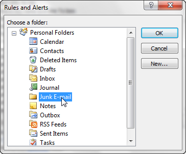 How to create a spam filter rule in Outlook 2007-8
