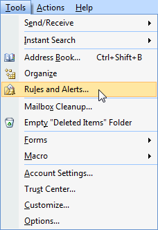 How to create a spam filter rule in Outlook 2007-2